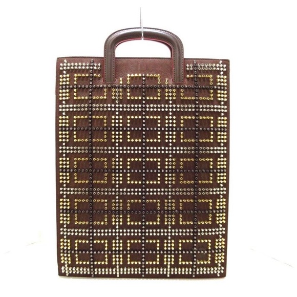 Christian Louboutin - Authentic Monogram Tritac Portfolio Spiked Leather Large - Picture 1 of 16